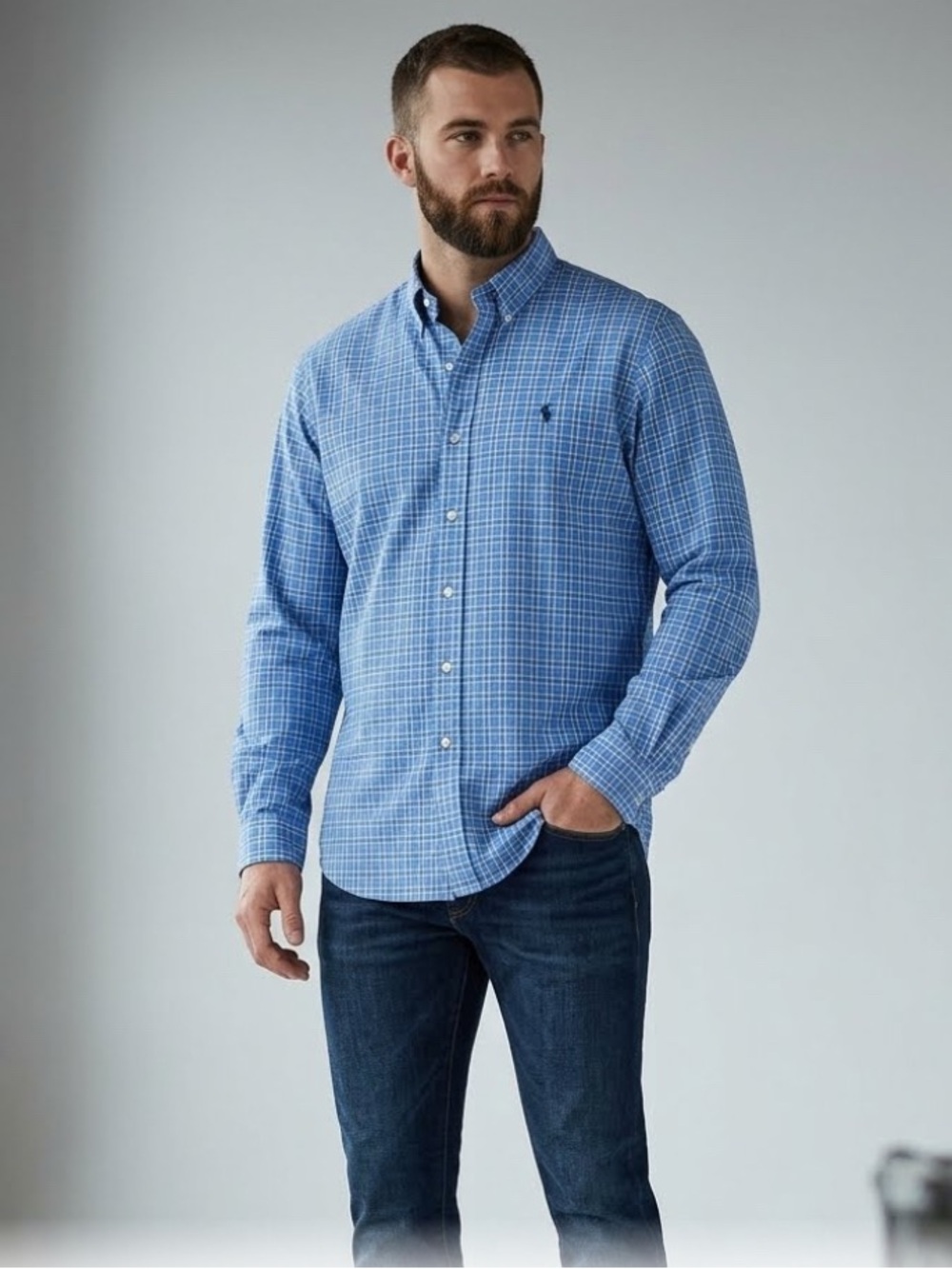 Ralph Lauren Blue Plaid Button-Down Shirt Size XXL
